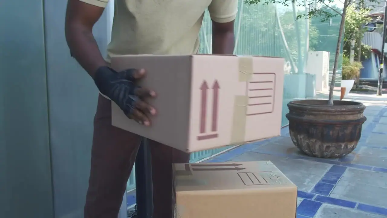 A parcel being delivered